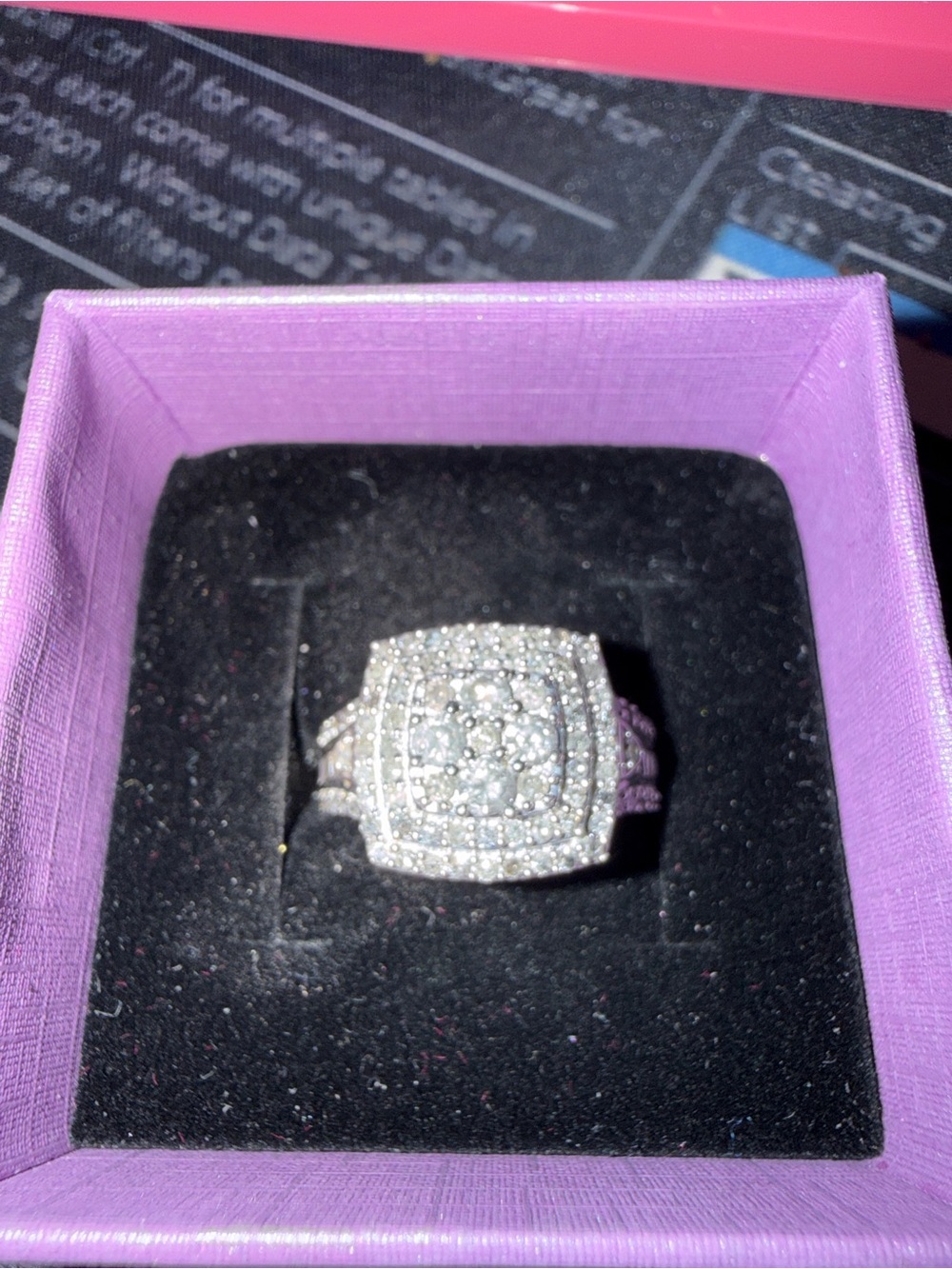 Sterling Silver Diamond Ring - White - Size 7